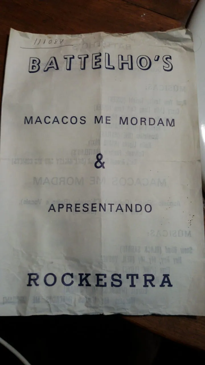 Programa original do show Rockestra com Battelho's e Macacos Me Mordam, outubro de 1984