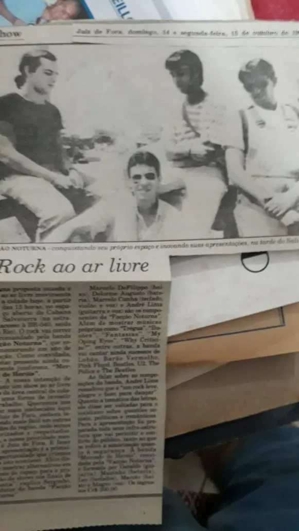 Recorte de jornal com a matéria Rock ao ar livre sobre a Facção Noturna
